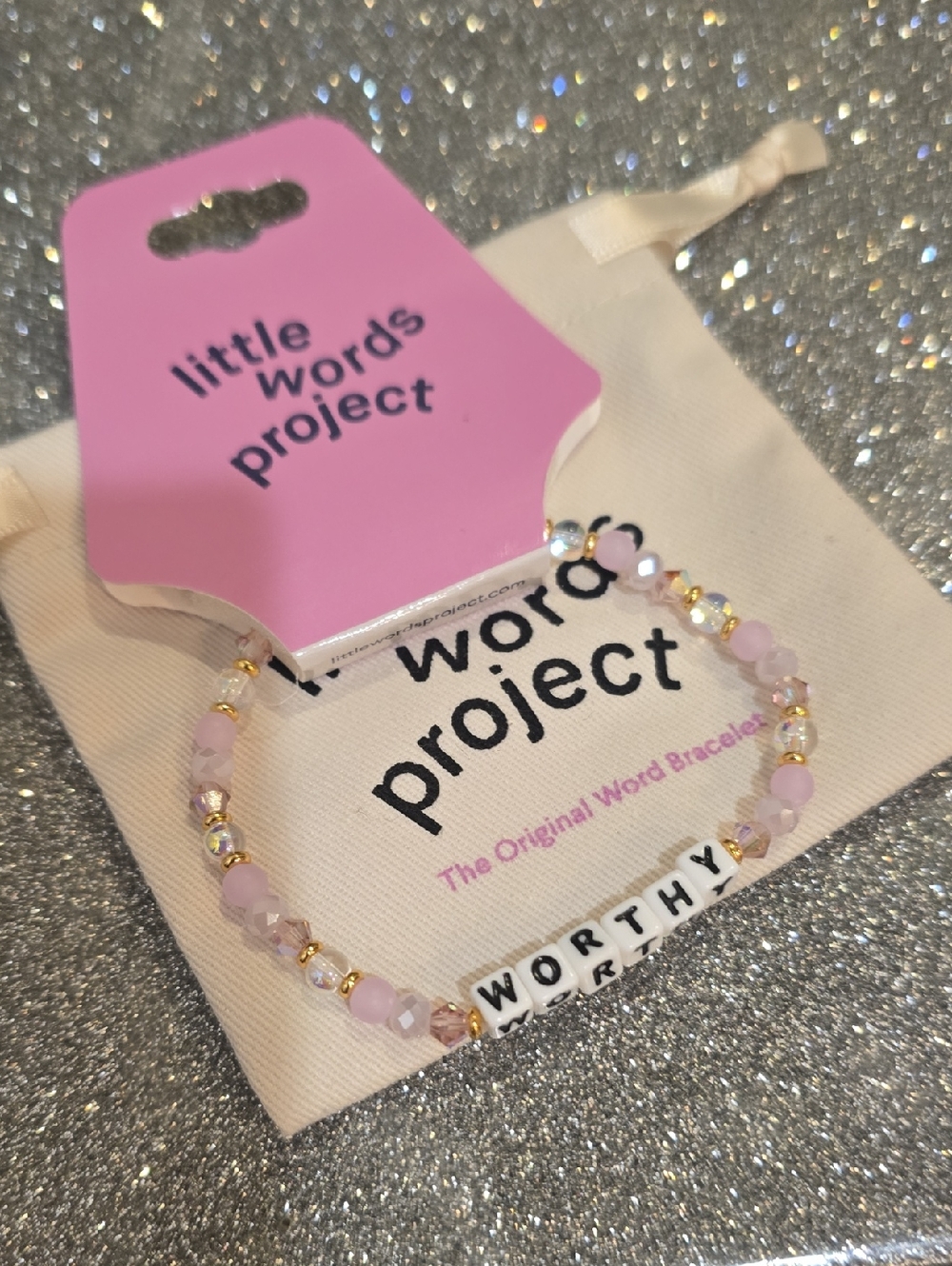 Little Words Project "WORTHY" Beaded Stretch Bracelet - Picture 6 of 7